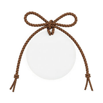 Brown bow tied around a white circle