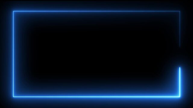 Glowing purple neon rectangular border frame overlay animation, Minimalist white neon glowing rectangular frame animation on black background,
white laser effect neon glowing frame background. 