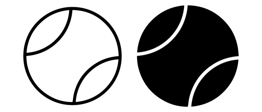 Black abstract ball icon flat vector symbol with curved line segments forming circular shape in outline and solid styles isolated on transparent background png