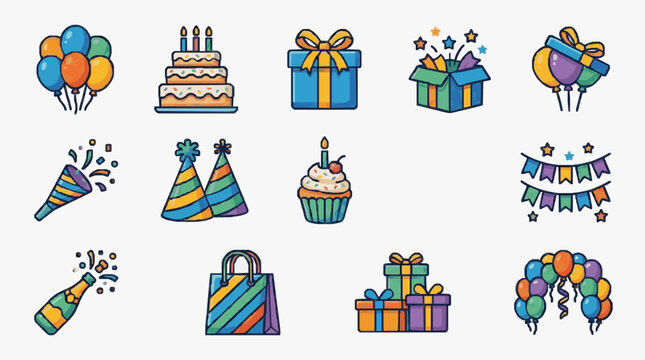 Celebration Party Icons Collection.