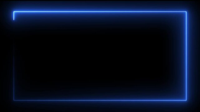 Glowing purple neon rectangular border frame overlay animation, Minimalist white neon glowing rectangular frame animation on black background,
white laser effect neon glowing frame background. 