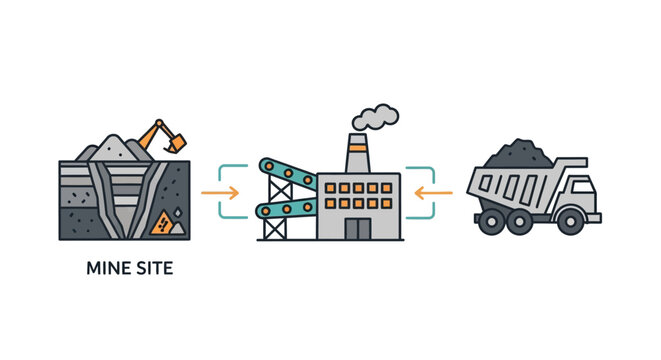 Industrial mining and processing operations.