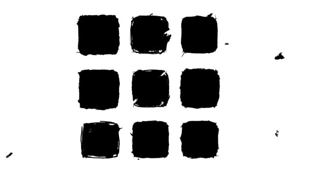 Square Pattern Icon of Nine Black Squares Arranged in a 3x3 Grid, Abstract Design for Ui and Graphic Backgrounds