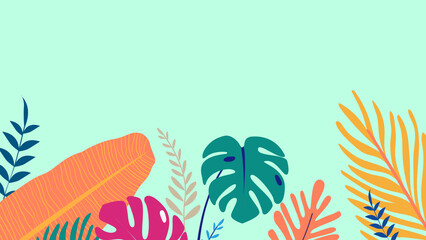 Colorful tropical leaf desktop wallpaper, green design © Rawpixel.com