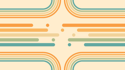 Fototapeta premium Abstract background of rainbow groovy Wavy Line design in 1970s Hippie Retro style. Vector pattern ready to use for cloth, textile, wrap and other.
