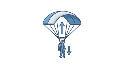 Skydiver descending with parachute open illustration. © Rotan