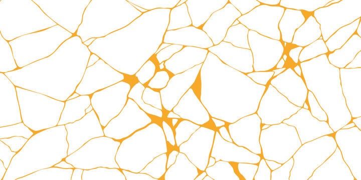 Golden Kintsugi crack texture, abstract vector background with luxury gold lines, Japanese repair art pattern, elegant design backdrop