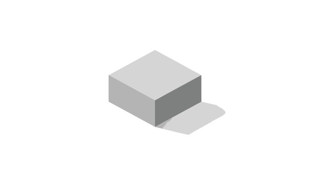 Grey cube with shadow on surface.