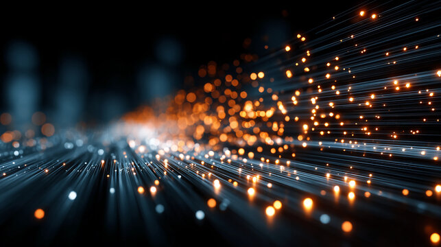 Abstract luminous digital transition concept representing technology modernization innovation and business evolution future environment