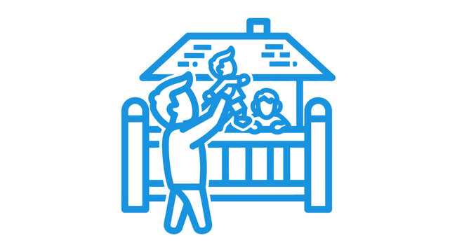 Family playing in a treehouse illustration.
