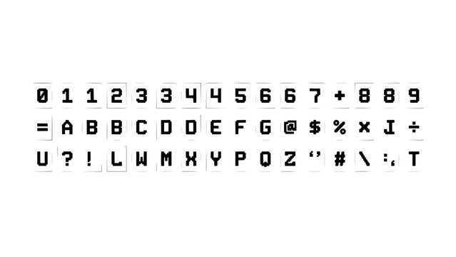 Digital Display of Alphanumeric Characters and Symbols on Monochrome Screen, Abstract Data Concept for Technology Design