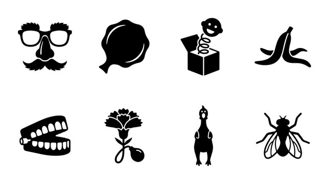 8 Silhouette Icons for Pranks and Jokes, Silhouette, for Party and Fun