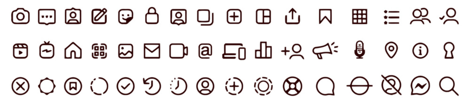 Icons for digital navigation provide intuitive user interface symbols for mobile applications.