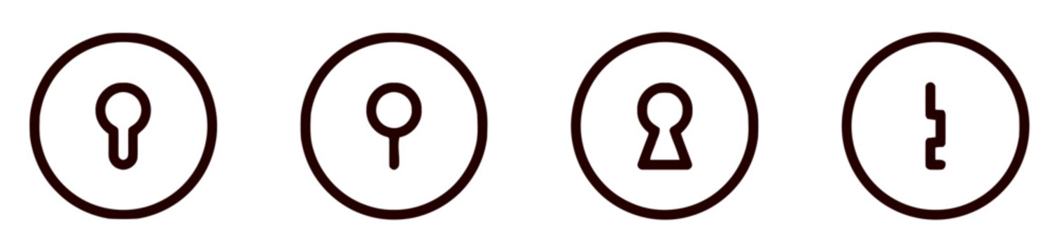 Keyholes represent security access points depicted with clean dark outlines on white background.