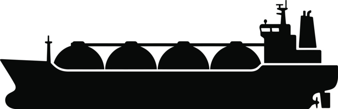 LNG Carrier Ship Silhouette Commercial Gas Transport Vessel Maritime Energy Logistics Vector