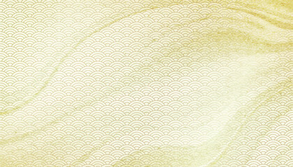 Luxury vector and elegant gold seamless seigaiha wave pattern, perfect for packaging, festive designs, and holiday decor. © mei