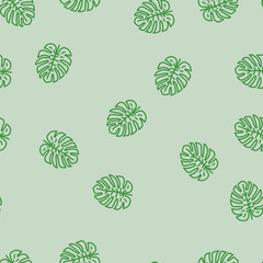 monstera tropical leaf vector line seamless pattern monstera tropical leaf sign illustration © vectorwin