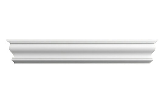 White crown molding architectural detail creating decorative interior trim for ceiling and wall design on transparent background
