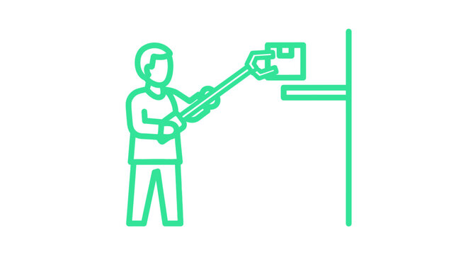 Person using ATM machine for banking transaction.