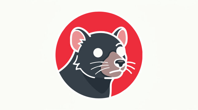 Cartoon illustration of a tasmanian devil head inside a red circle