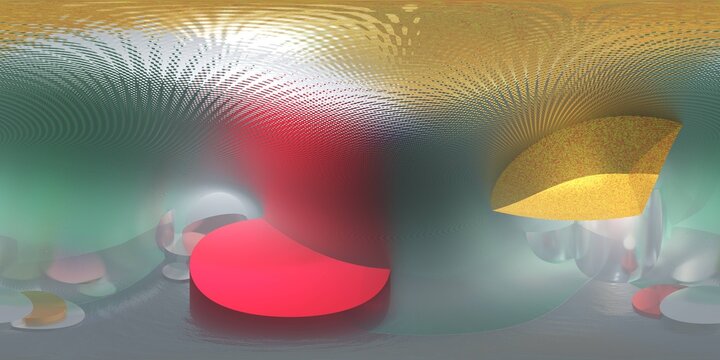HDRI, environment map , Round panorama, spherical panorama, equidistant projection, panorama 360, Multicube, abstract background, kaleidoscope, 3d rendering