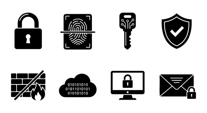 Cybersecurity Icons Set: Digital Security, Data Protection, Network Defense, Access Control