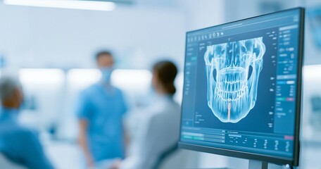 Fototapeta premium Dental implant x-ray on computer screen