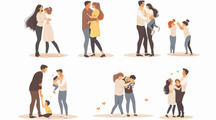 Obraz premium Diverse Couple Family Scenes Gentle Hugs Affectionate Moments Playful Interactions Various Clothing