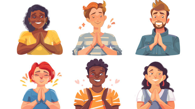 Diverse People Praying with Gratitude and Hope Expression Diverse People Praying with Gratitude and
