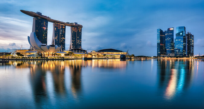Singapore down town panorama at night