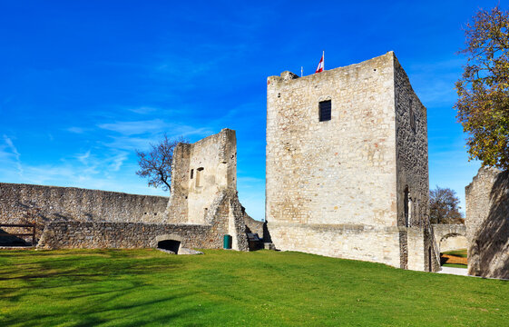 Castle ruins of Hainburg an der Donau, Austria. Travel destination. Architectural landscape