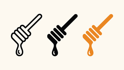 Honey dipper stick icon. vector illustration isolated on white. honey spoon dripping, beekeeping product. © AdhirChandra