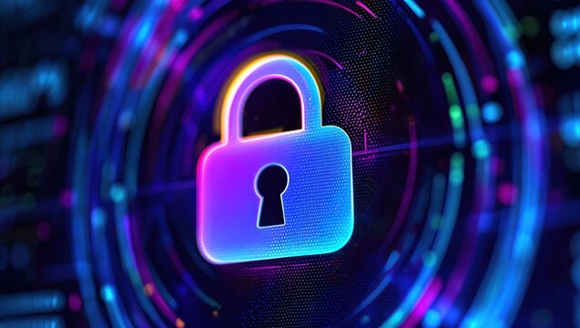 Closeup on LCD screen with focus on www padlock. Internet security cybersecurity concept. 3d illustration