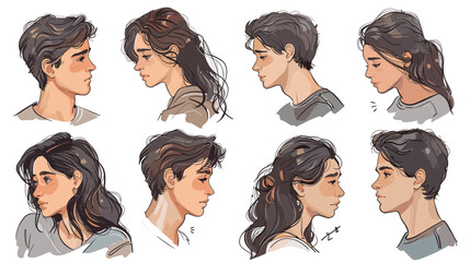 Pixel Art Profile Portraits Of Young Men And Women In Various Pensive Poses © AI PIC