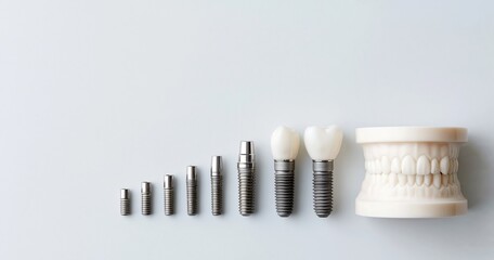 Fototapeta premium Dental implants and teeth model progression