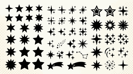 Fototapeta premium A collection of various star shapes and sizes are arranged on a surface.