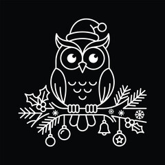 Fototapeta premium Christmas owl on branch with
