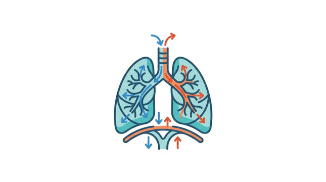Human Lungs Anatomy Illustration Showing Respiration Process.