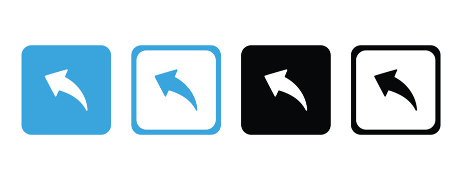 Undo arrow icon set flat vector illustration with blue white and black variations revert rollback