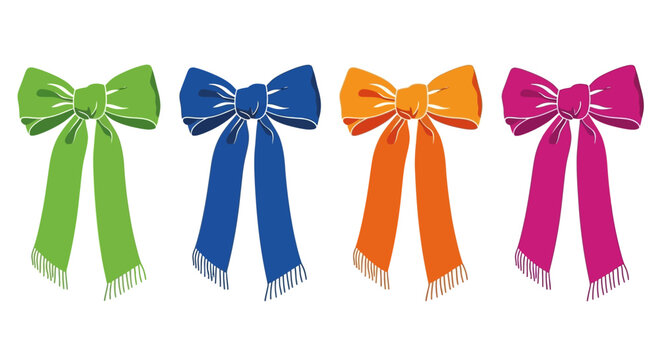 Colorful ribbon bows, festive decorative ribbons, bow tie designs, colorful accessories