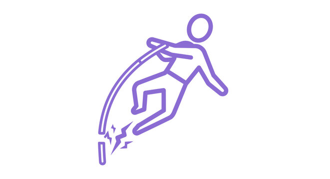 Cartoon person jumping with pole vault illustration.