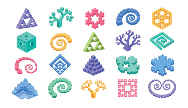 Colorful geometric shapes icons set.