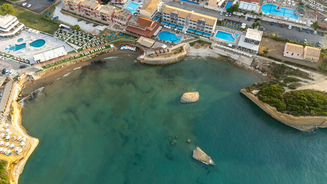 Aerial view of KANALI TOU EROTA beach in Sidari, Corfu