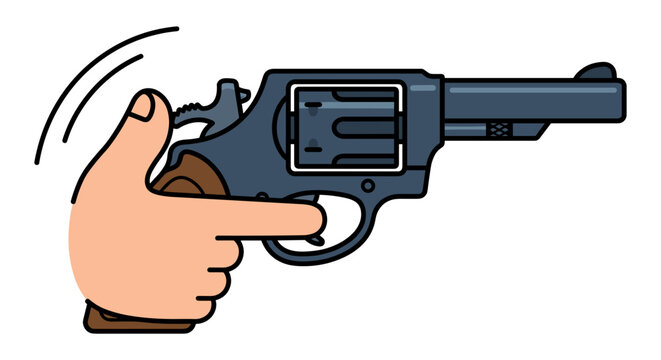 Hand cocking a classic revolver ready to fire