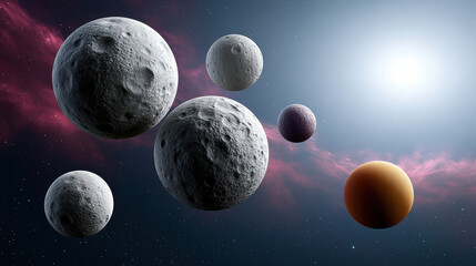 Fototapeta premium Planets orbit sun space cosmic astronomy solar system celestial sphere mysterious distant light science exploration