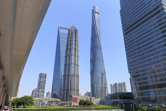 Shanghai Tower, Jin Mao Tower and Shanghai World Financial Center in Lujiazui, Shanghai