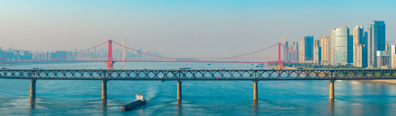 Wuhan Yangtze River Bridge and City Skyline, China © NguyenMinh