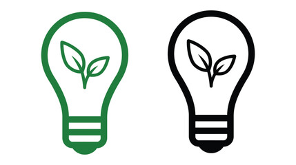 Naklejka premium Lightbulb icon vector featuring green sustainable energy sprout