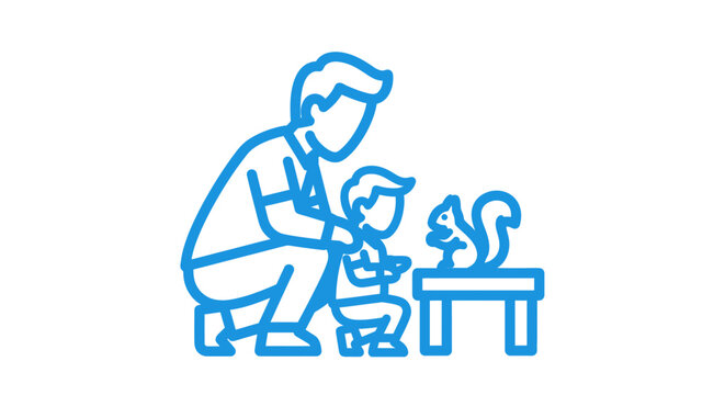 Doctor examining child with squirrel at clinic table.