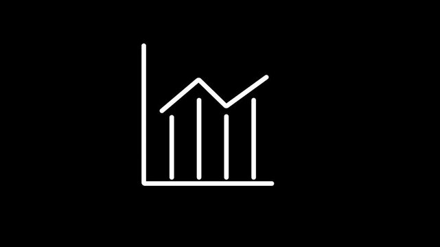 Business growth animation icon with charts showing progress and success on a clean white background.